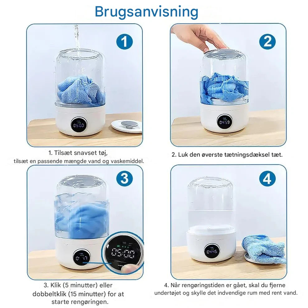 Aldrig mere håndvask! Din transportable mini vaskemaskine til undertøj