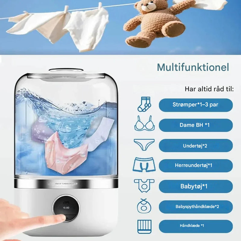 Aldrig mere håndvask! Din transportable mini vaskemaskine til undertøj